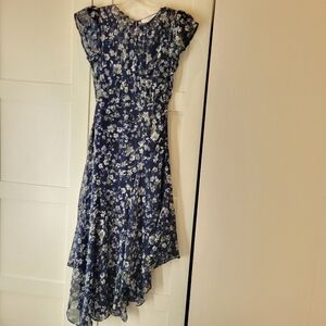 ASTR Flutter Sleeve Maxi Dress in Blue & Green Floral